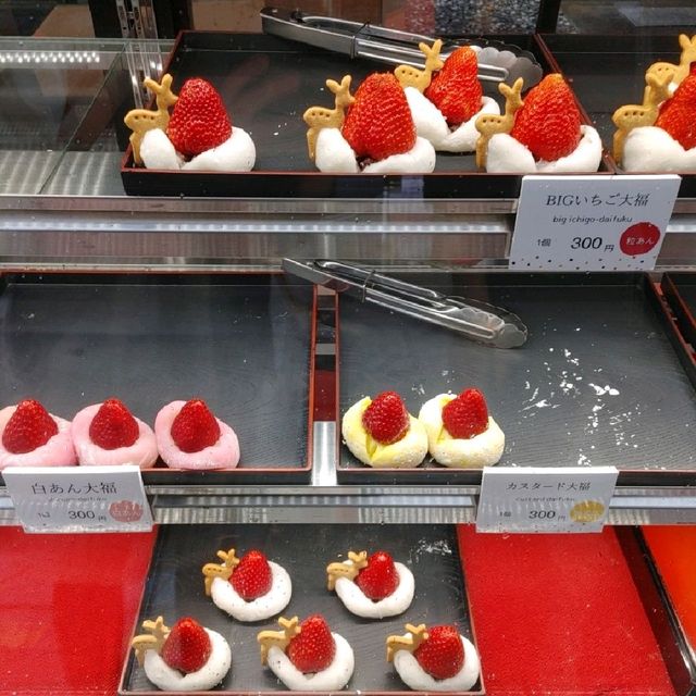 奈良町食べ歩き　大仏いちご・よもぎ餅