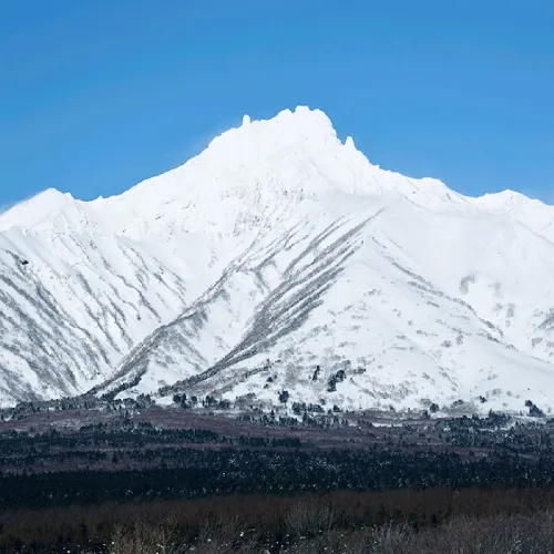 雪化粧した利尻山　撮影スポット