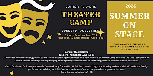 Theater Camp Session 7 - Kids Broadway Showcase - Music Camp - July 22nd -26th | The Agatha Mystery Dinner Theater at Creative Learning Society