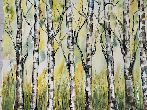 Watercolor for Beginners- Birch Trees | 544 Milford Rd