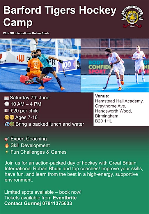 Barford Tigers Hockey Camp with GB International Rohan Bhuhi | Hamstead Hall Academy