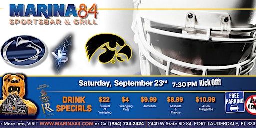 Penn State vs Iowa Live 7:30pm - All White Game !!! | Marina 84 Fort Lauderdale