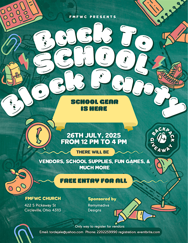 FMFWC Back To School Block Party | 422 S Pickaway St