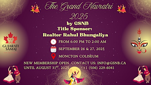 Greater Moncton Navratri Festival 2025 By GSNB | Moncton Coliseum