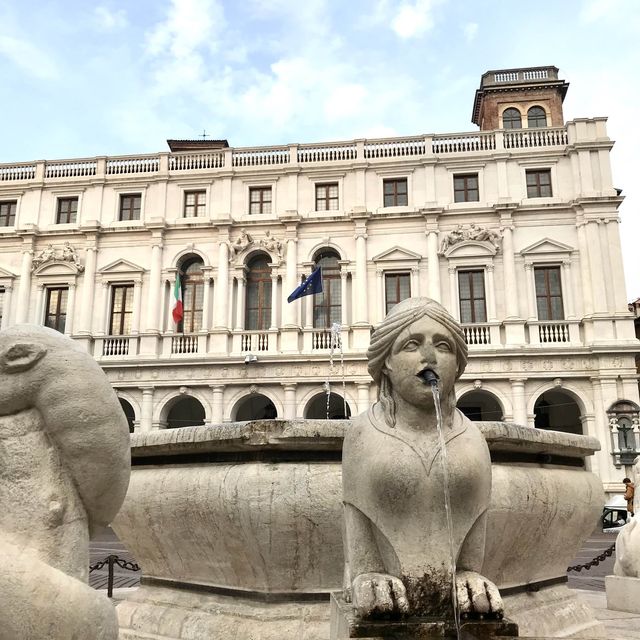 Stepping into the old square of Bergamo