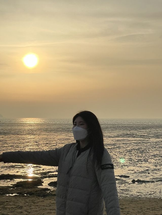 봄바람 살랑살랑 방아머리해수욕장 노을 구경하기🌊
