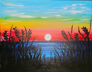 Enjoy this beautiful “Seagrass Sunset” Paint and Sip Painting event | The Brick & Barrel Kitchen + Bar