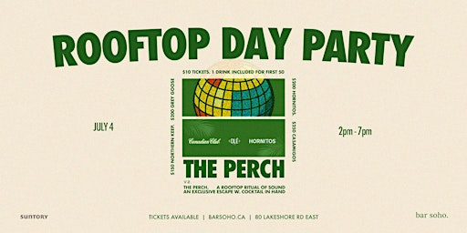 Rooftop Day Party at Bar Soho - The Perch | bar soho