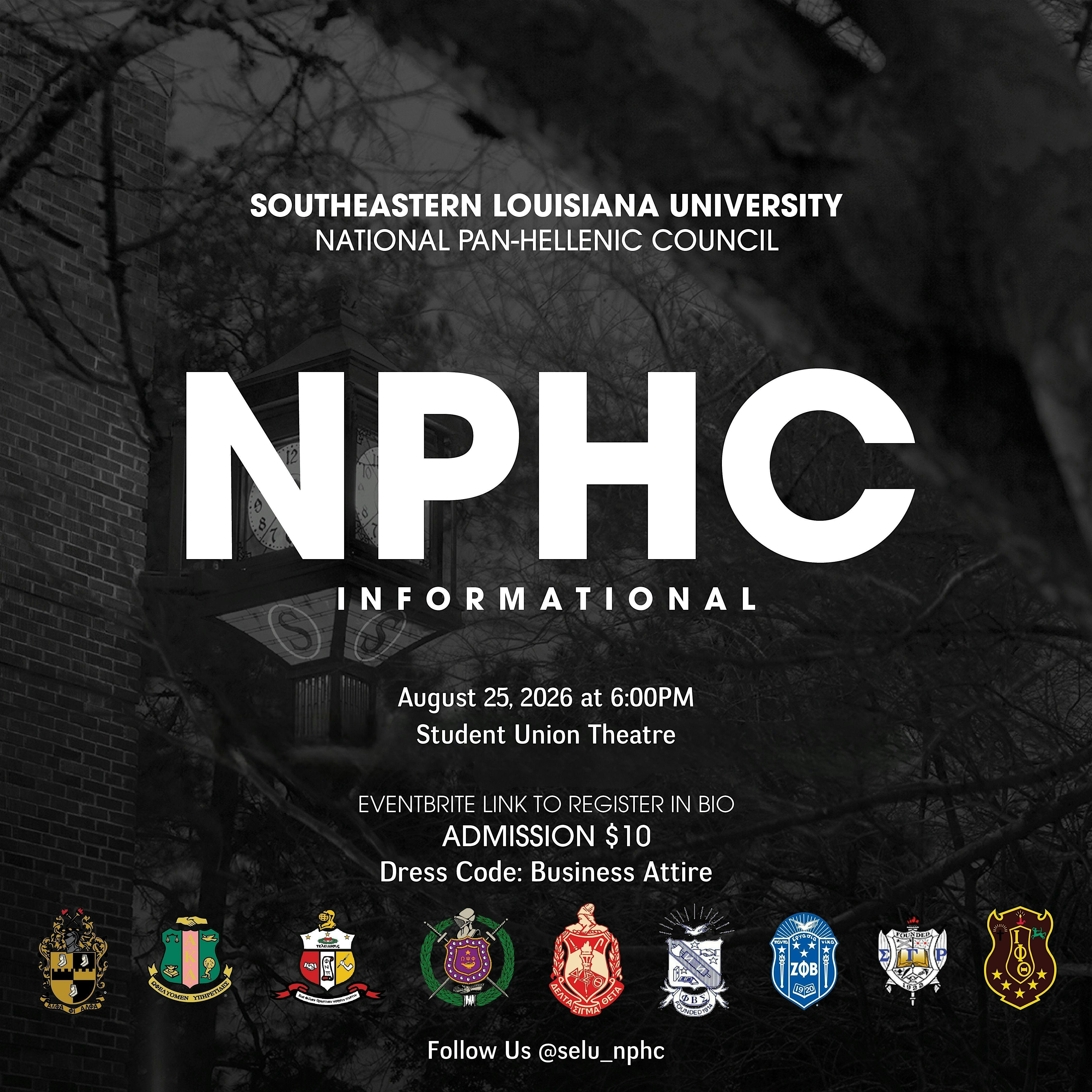 NPHC Fall 2026 Informational | Student Union Theater Southeastern Louisiana University