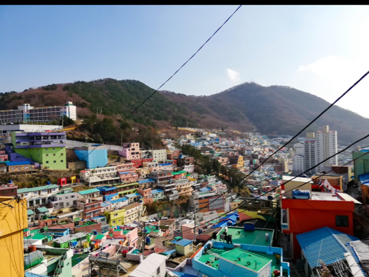 Colourful buildings in Busan