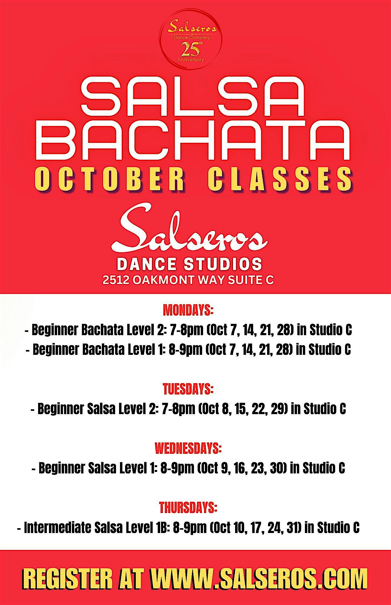 Salsa & Bachata Classes - October 2024 | Salseros Dance Studios