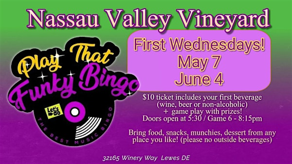 Play That Funky Music Bingo at Nassau Valley Vineyards | Nassau Valley Vineyards-Winery