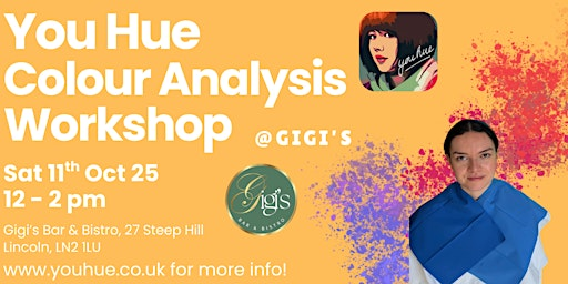You Hue Colour Analysis Workshop @ Gigis Bar & Bistro | Sat 11th Oct 12-2pm | Gigi's Bar & Bistro