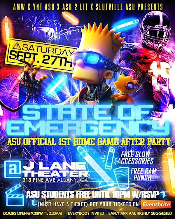 STATE OF EMERGENCY   ASU OFFICIAL 1ST HOME GAME AFTER PARTY | 313 Pine Ave