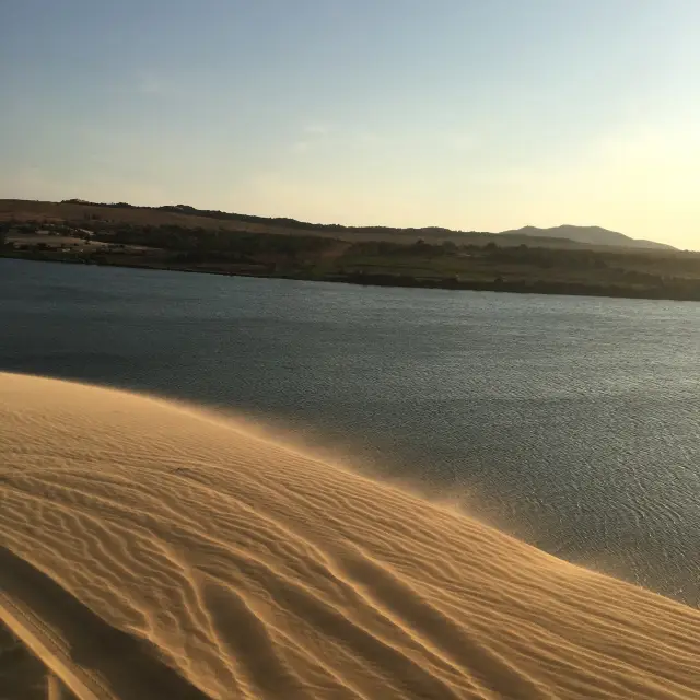 Interesting sand dune and amazing sunset view