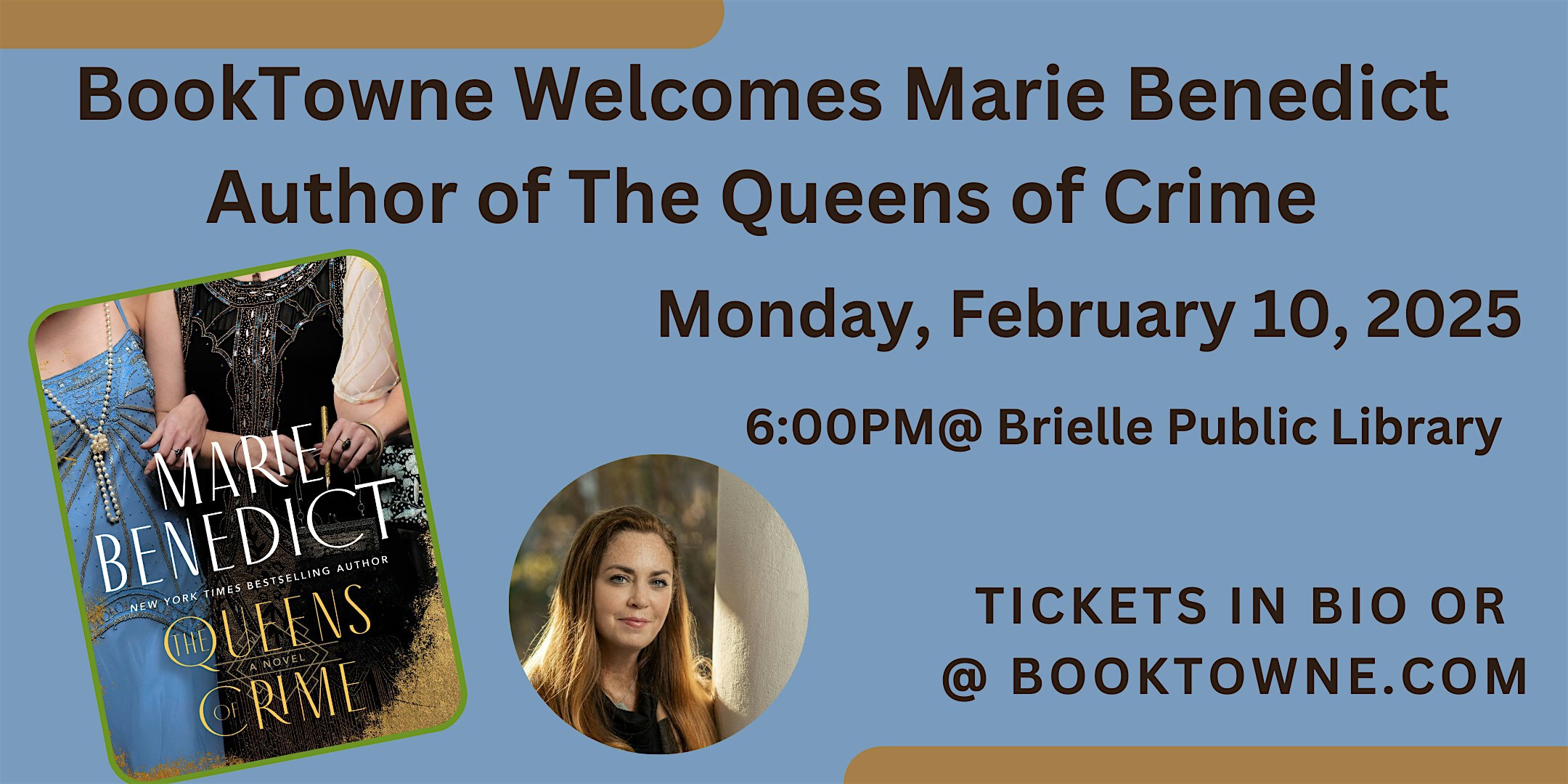BookTowne Welcomes Marie Benedict Author of The Queens of Crime | Brielle Public Library