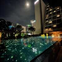 Dazzling night by the pool