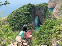 Hong Kong's Clock Tower Cave, one of Hong Kong's four most beautiful sea caves eroded by the sea.