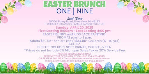 Easter Brunch @ the One Nine Event Venue | 15001 Sibley Rd