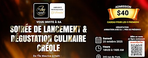 Soirée de lancement - Traiteur créole à Québec | 345 Rue du Pont