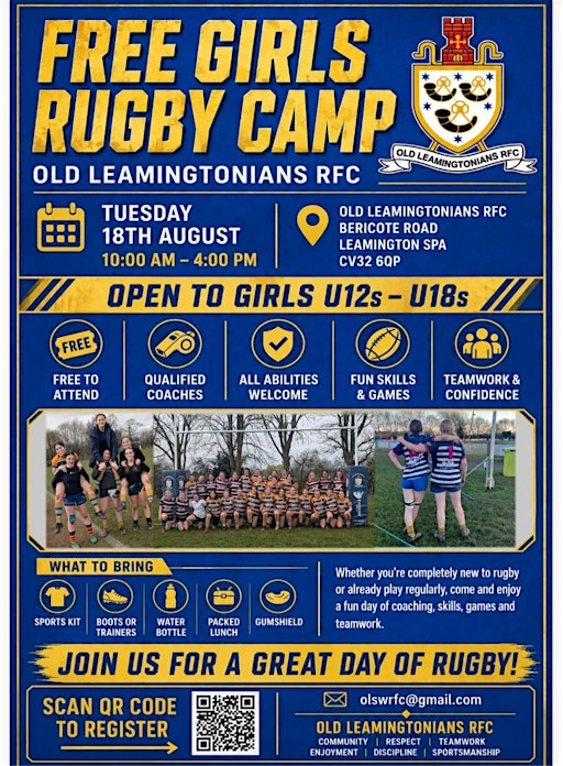 Old Leamingtonains RFC - FREE Girls Rugby Camp | Old Leamingtonians RFC