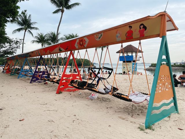 Lazy swing hammocks by the beach