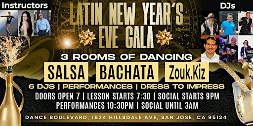 Latin New Year's Eve Gala - 3 rooms of dancing - Bachata, Salsa, Zouk & Kiz | Dance Boulevard
