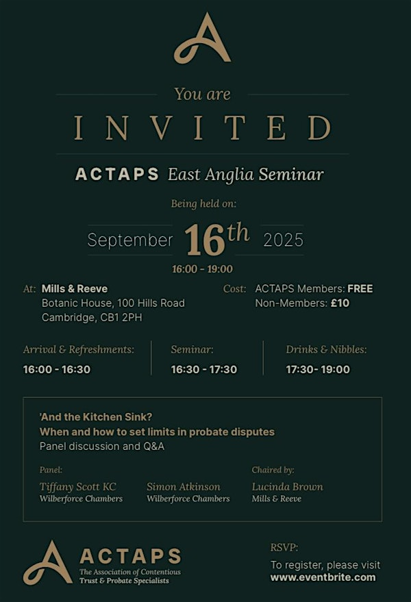ACTAPS East Anglia Event | Mills & Reeve Solicitors - Cambridge