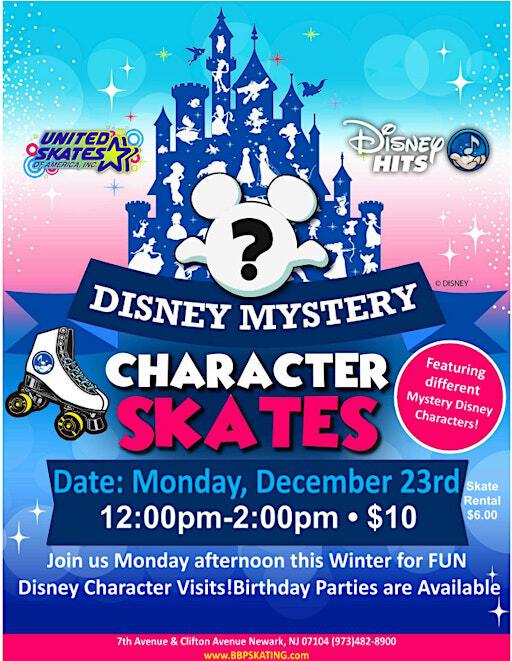 Disney Mystery Character Skate | Branch Brook Park Roller Skating Center