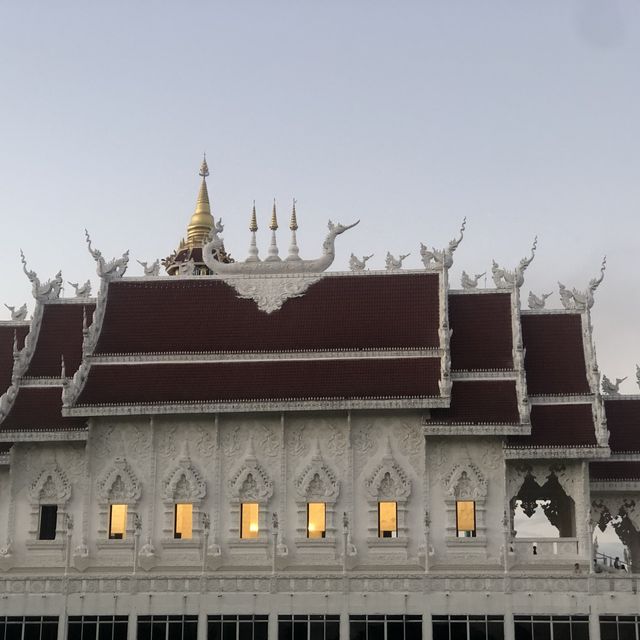 huge white Buddha with 9 floor pagoda 