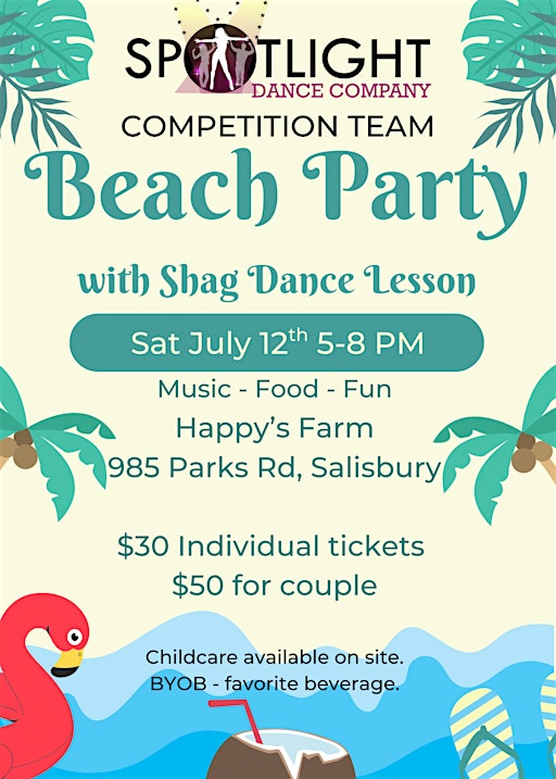 Beach Party with Shag Lessons | Happy's Farm Inc.