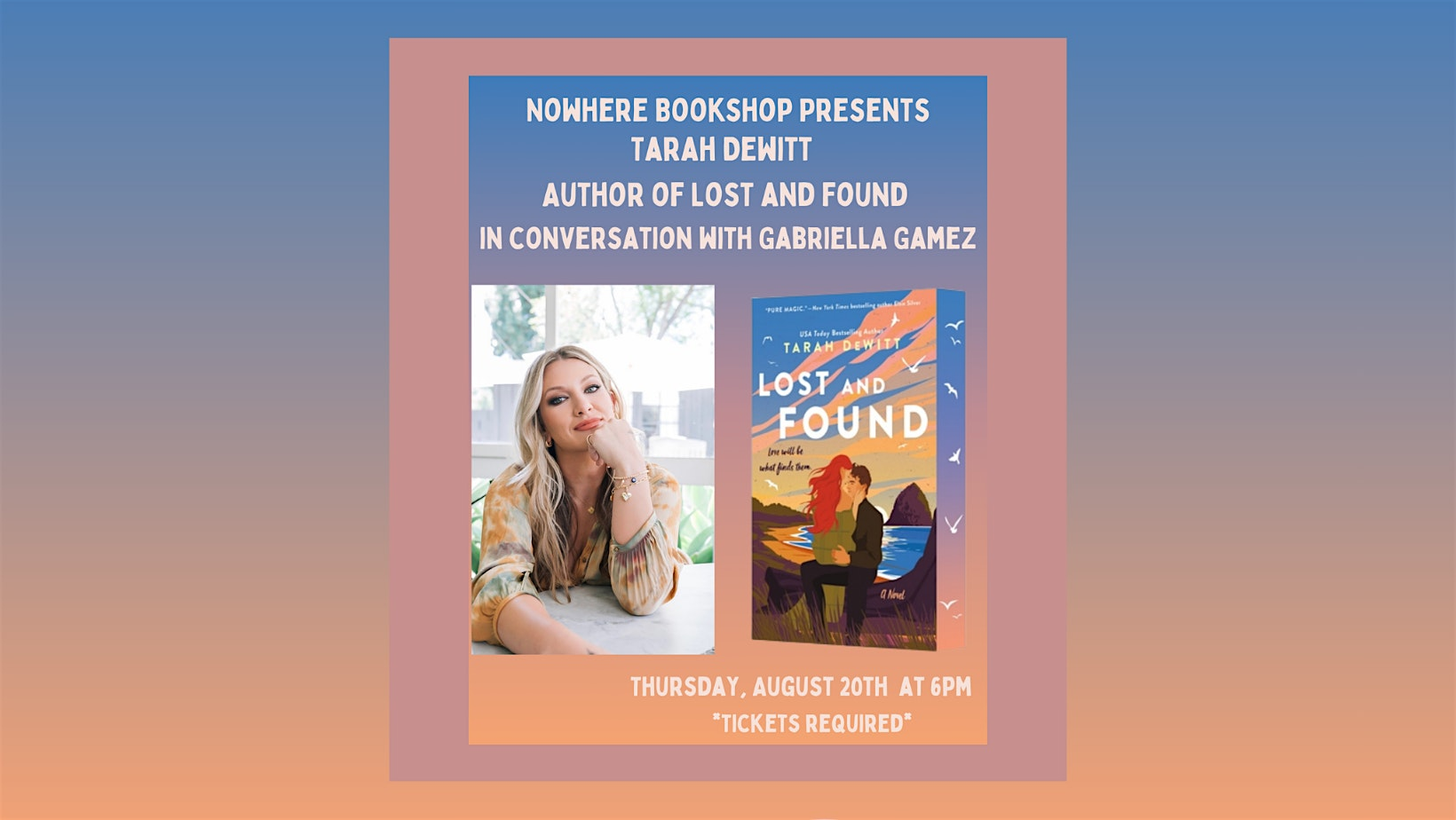 Tarah DeWitt Author of Lost And Found in conversation with Gabriella Gamez | Nowhere Bookshop