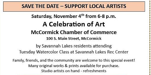 Celebration of Art | McCormick County Chamber of Commerce & Visitor Center