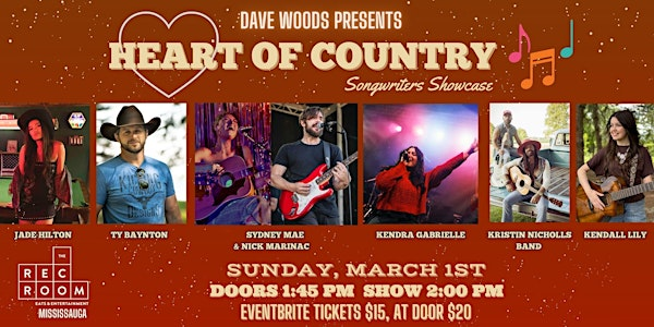 Heart Of Country Songwriters Showcase | The Rec Room Square One