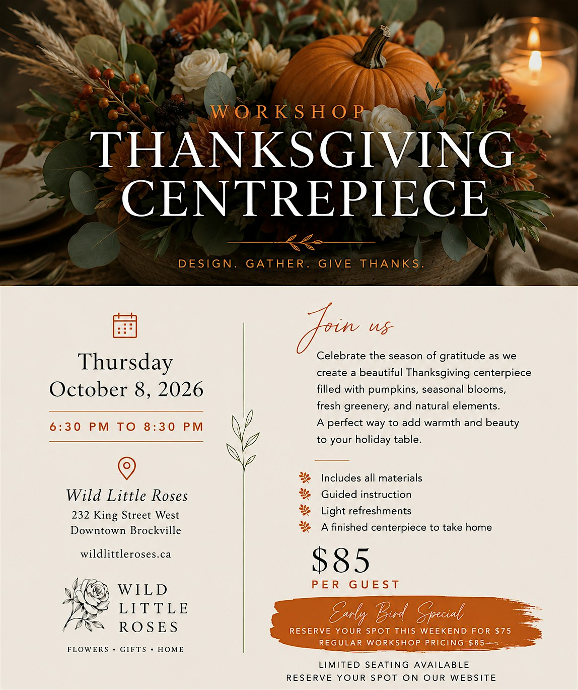 Thanksgiving Centrepiece Workshop | 232 King St W