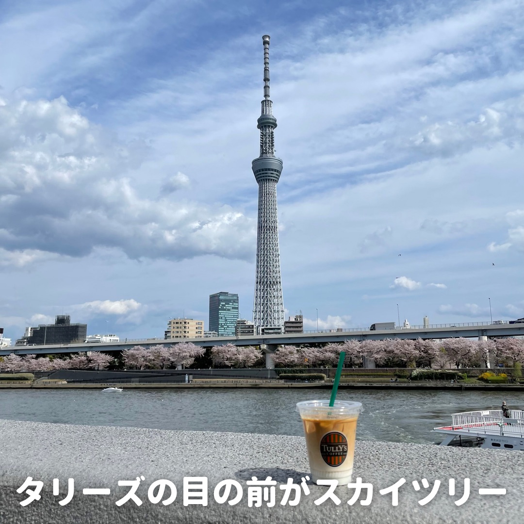 隅田公園 目の前にスカイツリーが見えるタリーズ Trip Com 東京の旅のブログ