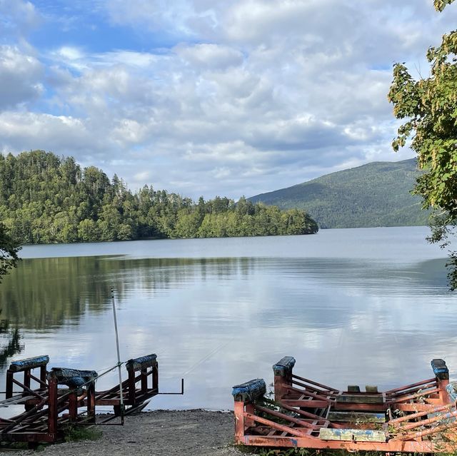 北海道　然別湖の湖底線路
