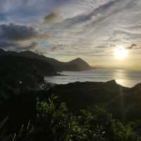 Beautiful trail between ocean and mountains