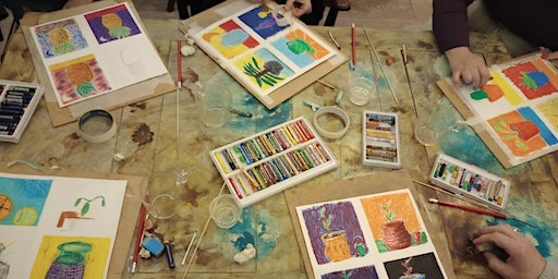 Art Workshop In Spanish/Vase with flowers/mixed technique | Andina Colombina Coffe