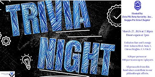 What You Know About That? Trivia Showdown with the Capital City Zetas | Enfuzion bar lounge, Auburn Boulevard, Citrus Heights, CA, USA