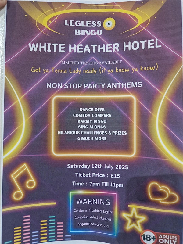 Legless Bingo | White Heather Hotel, Wigton, Cumbria, UK