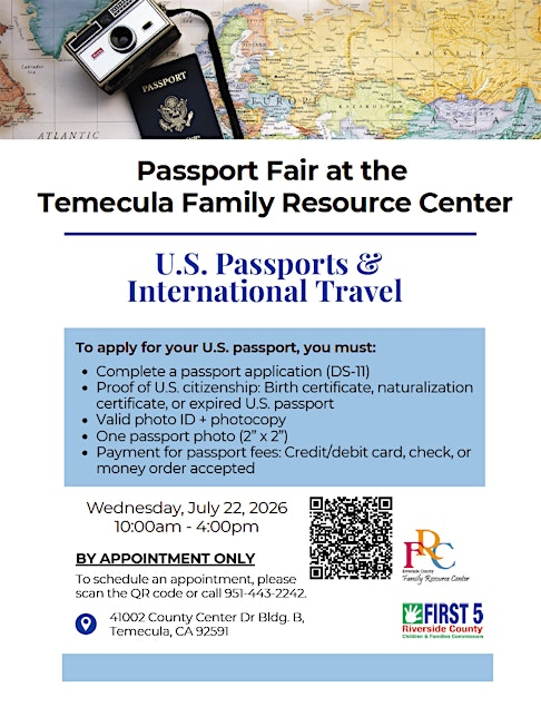 Passport Fair / Feria de Pasaportes: Temecula FRC | 41002 County Center Dr bldg b