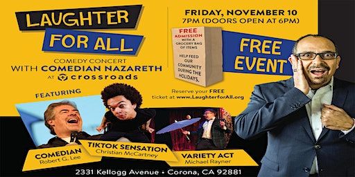 Laughter for All with Comedian Nazareth - Corona, CA | Crossroads Christian Church