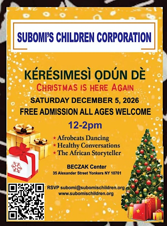 Come to our Keresimesi Yoruba Christmas Celebration on 12/5/26 | Beczak Environmental Education
