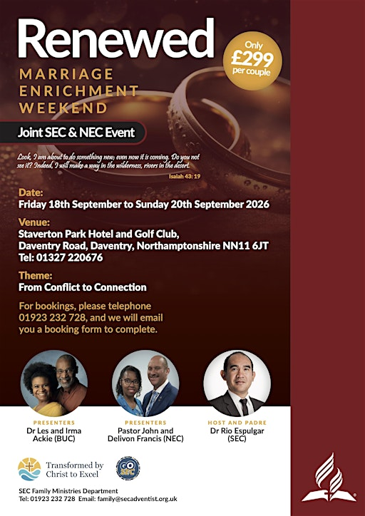 Marriage Enrichment Weekend. | Venue: Staverton Park Hotel and  Golf Club, Daventry Road,                Daventry, Northamptonshire NN11 6JT
