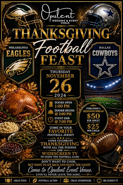Thanksgiving Holiday Football Feast | Opulent Wedding & Event Venue