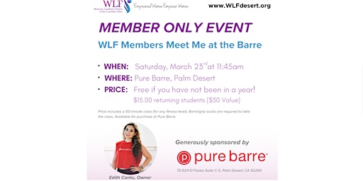 MEMBER ONLY EVENT: WLF Members Meet Me at the Barre | Pure Barre