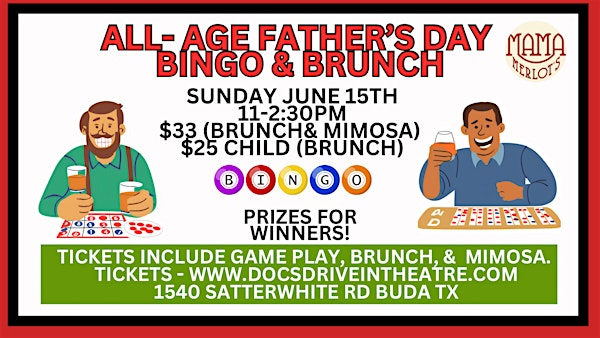 Fathers Day Bingo & Brunch: All ages at the Speakeasy | Mama Merlot's Speakeasy