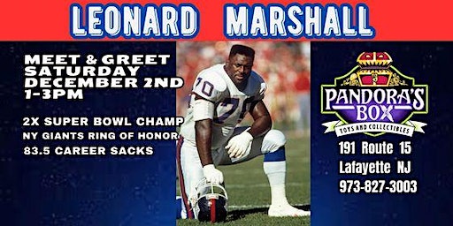 2x Super Bowl Champ LEONARD MARSHALL at Pandora's Box Toys & Collectibles | Pandora's Box Toys & Collectibles