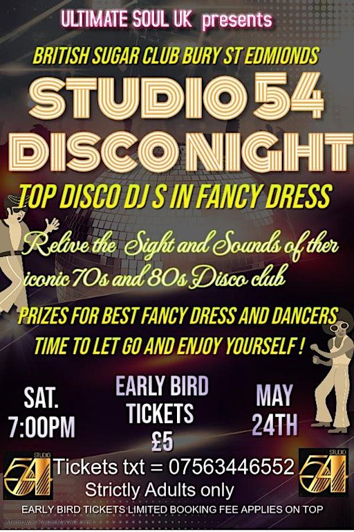 Studio 54 Disco night | British Suger Club Bury st Edmonds